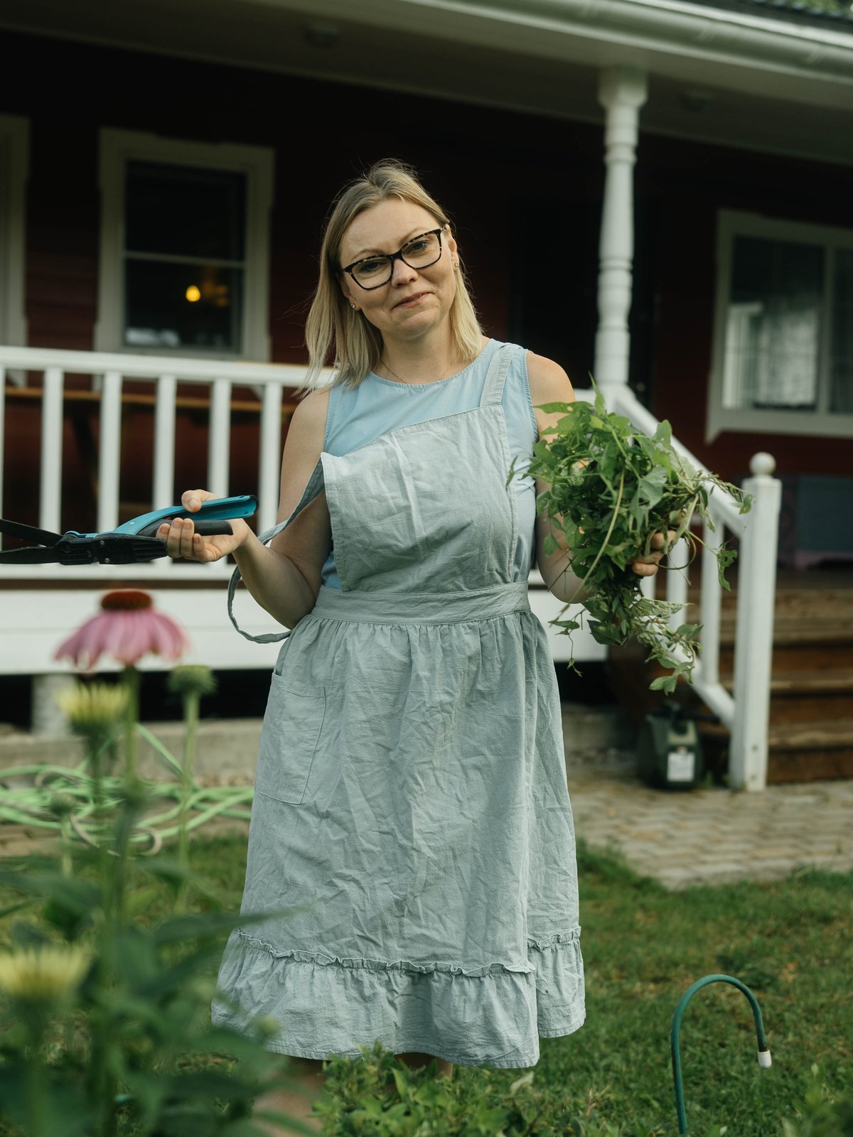 Katya in her garden